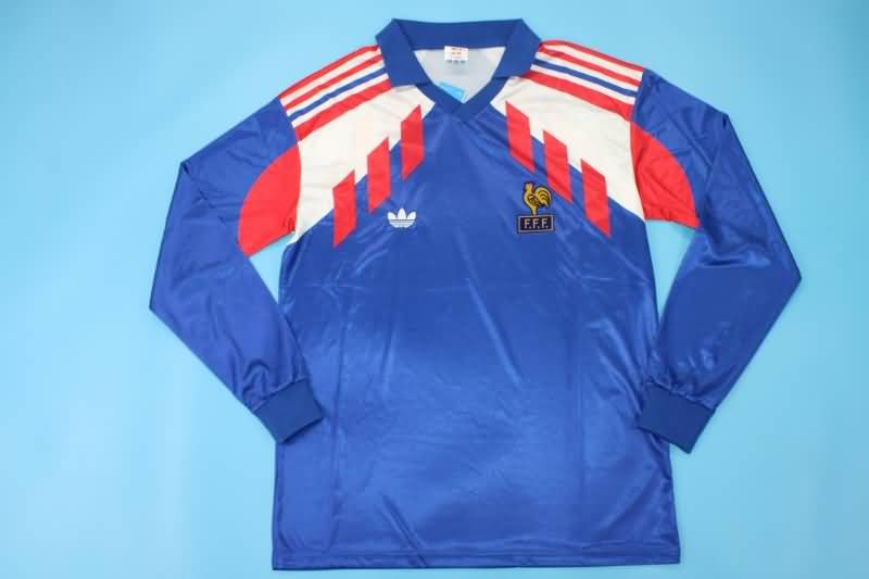 AAA Quality France 1990/92 Home Long Sleeve Retro Soccer Jersey