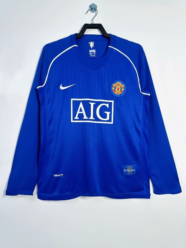 AAA Quality Manchester United 2007/08 Goalkeeper Blue LS Retro Soccer Jersey