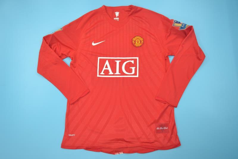 AAA Quality Manchester United 2007/09 Home L/S Retro Soccer Jersey