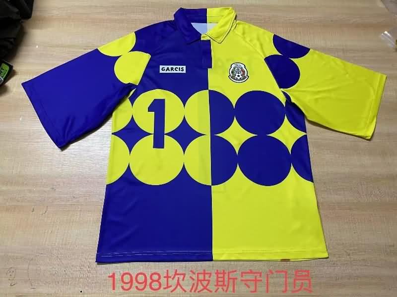 AAA Quality Mexico 1998 Goalkeeper Yellow Blue Retro Soccer Jersey