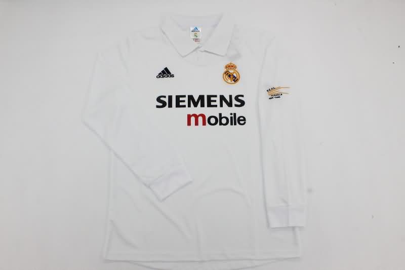 AAA Quality Real Madrid 2002/03 Home Long Sleeve Retro Soccer Jersey