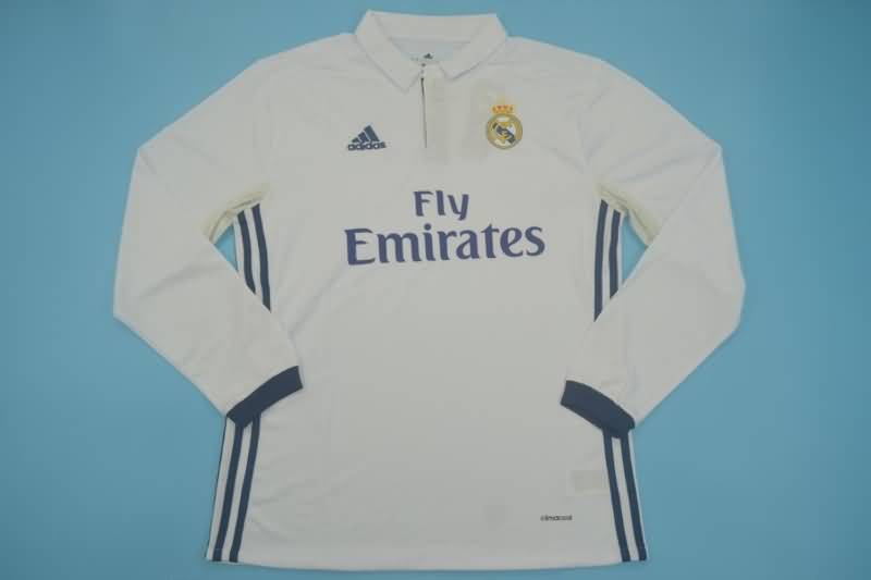 AAA Quality Real Madrid 2016/17 Home Long Sleeve Retro Soccer Jersey