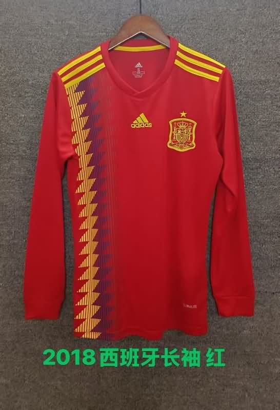 AAA Quality Spain 2018 Home Long Sleeve Retro Soccer Jersey AAA Quality Spain 2018 Home Long Sleeve Retro Soccer Jersey