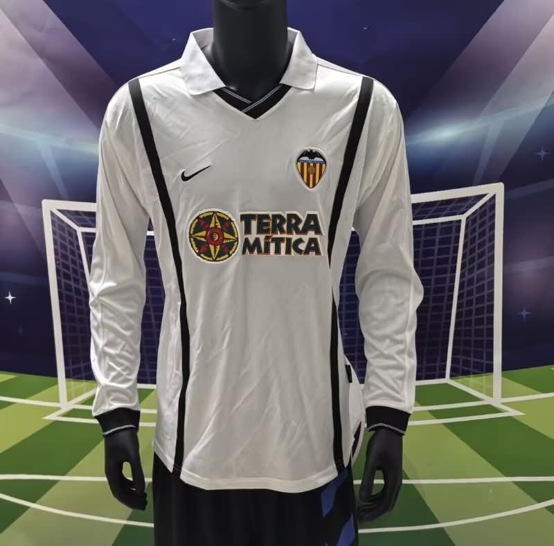 AAA Quality Valencia 2000/01 Home Long Sleeve Retro Soccer Jersey