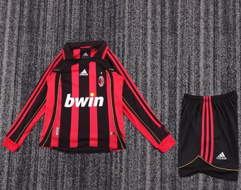 Kids AC Milan 2006/07 Home Long Sleeve Soccer Jersey And Shorts