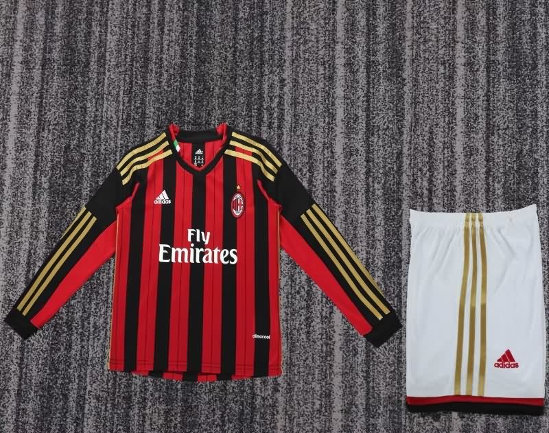 Kids AC Milan 2013/14 Home Long Sleeve Soccer Jersey And Shorts