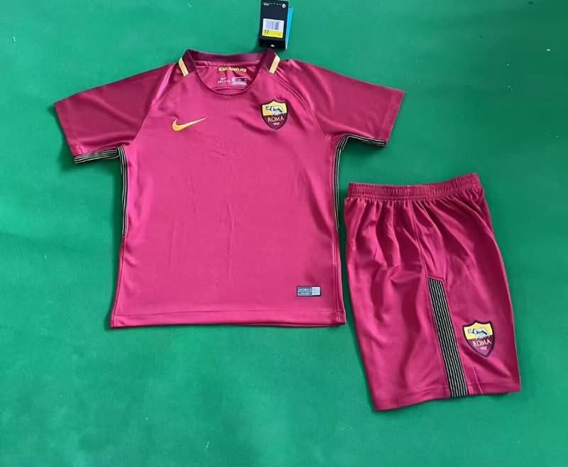 Kids AS Roma 2017/18 Home Soccer Jersey And Shorts