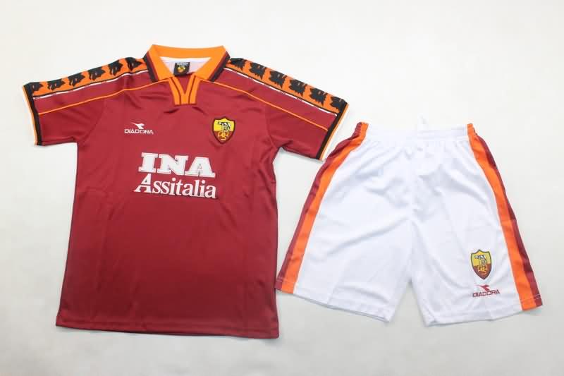Kids AS Roma 1998/99 Home Soccer Jersey And Shorts