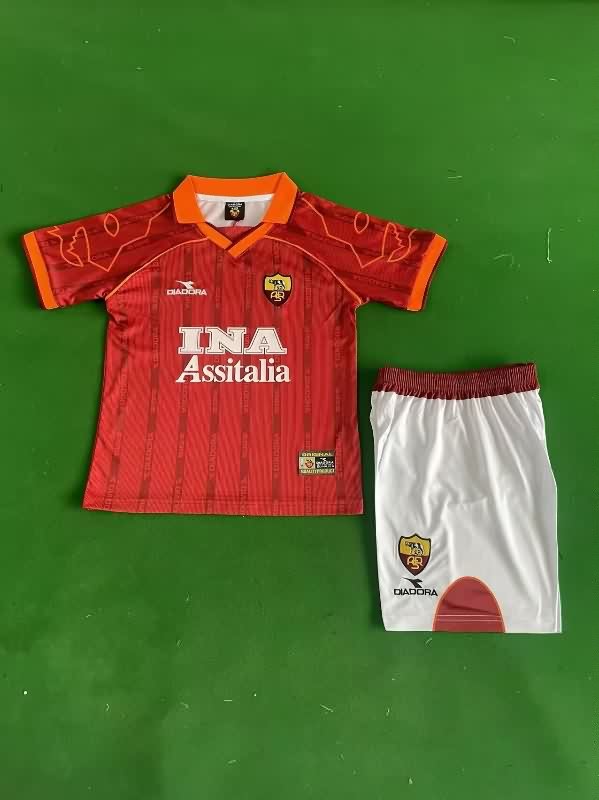 Kids AS Roma 1999/00 Home Soccer Jersey And Shorts