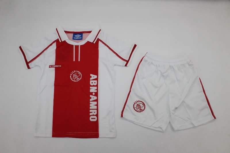 Kids Ajax 1998/99 Home Soccer Jersey And Shorts