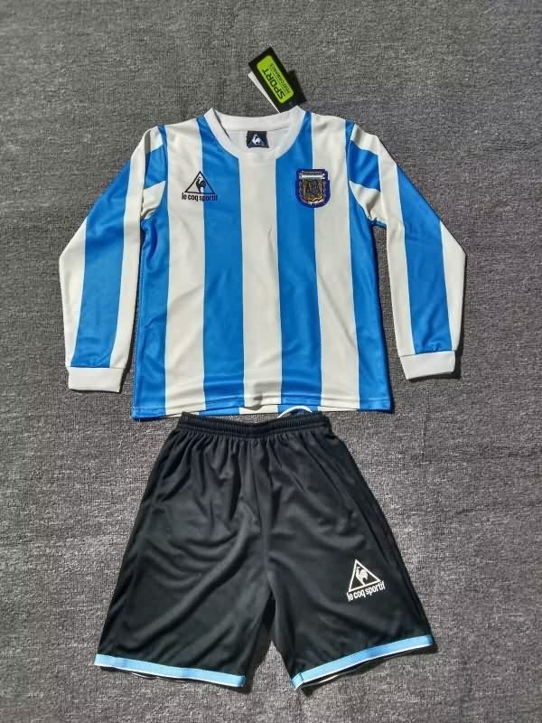 Kids Argentina 1986 Home Long Sleeve Soccer Jersey And Shorts Kids Argentina 1986 Home Long Sleeve Soccer Jersey And Shorts