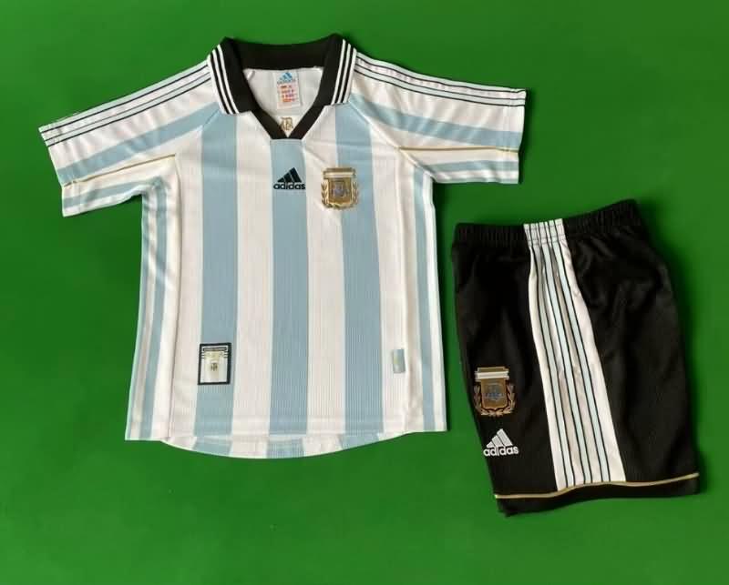 Kids Argentina 1998 Home Soccer Jersey And Shorts