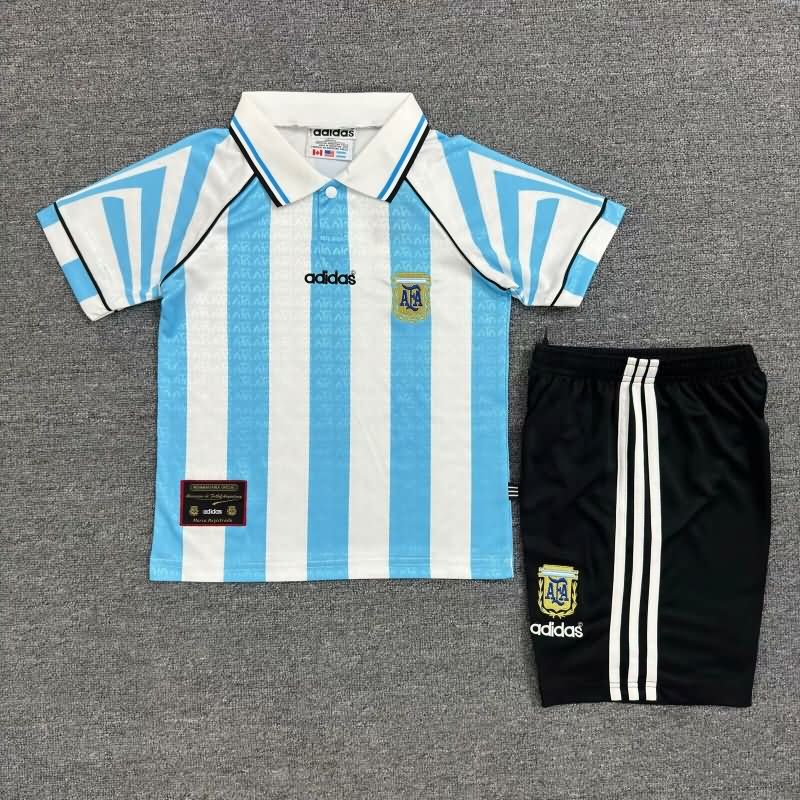 Kids Argentina 1996/97 Home Soccer Jersey And Shorts