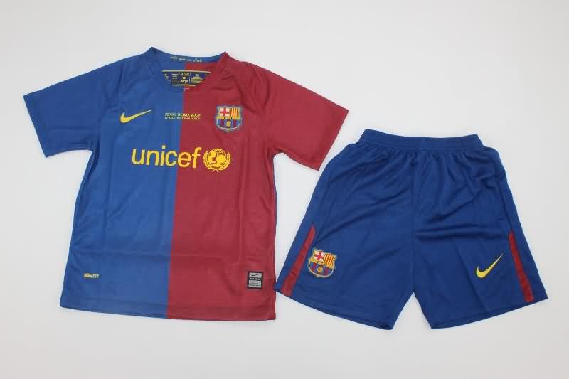 Kids Barcelona 2008/09 Home Final Soccer Jersey And Shorts