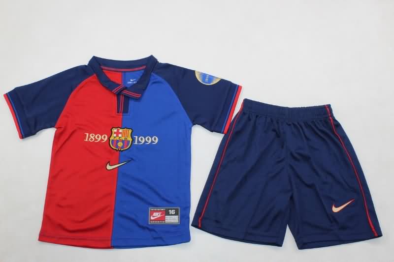 Kids Barcelona 1999/00 Home Soccer Jersey And Shorts