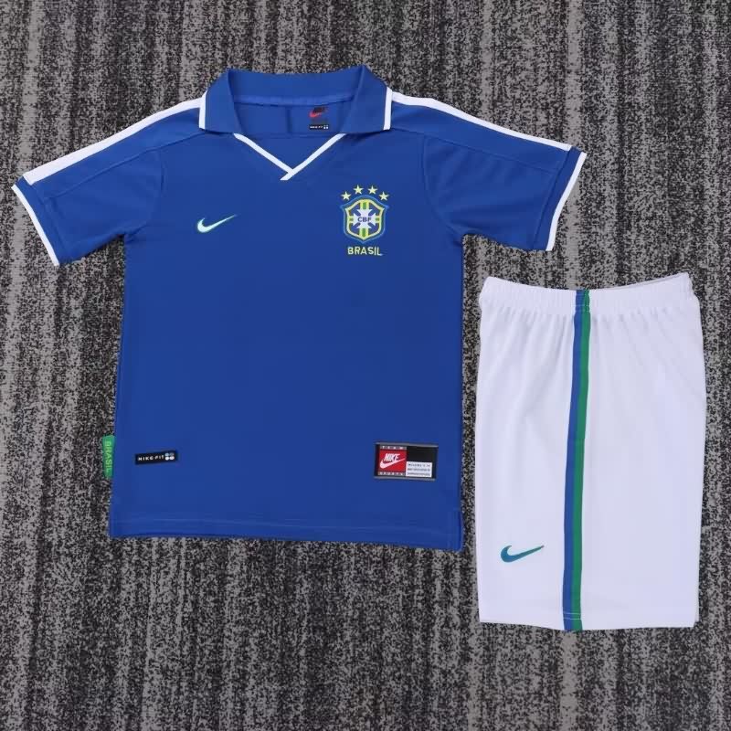 Kids Brazil 1997 Away Soccer Jersey And Shorts