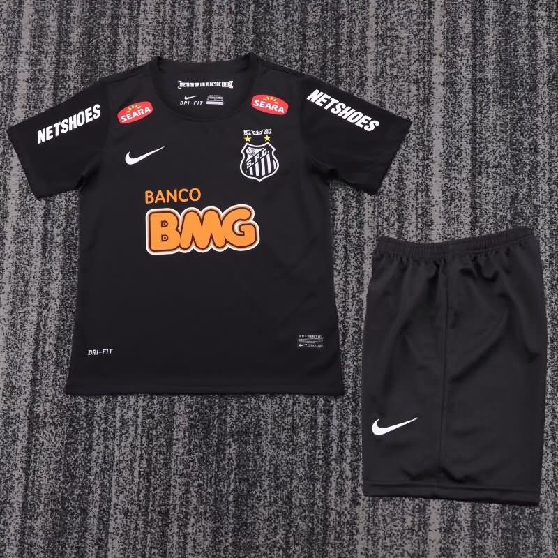 Kids Santos 2012/13 Black Soccer Jersey And Shorts