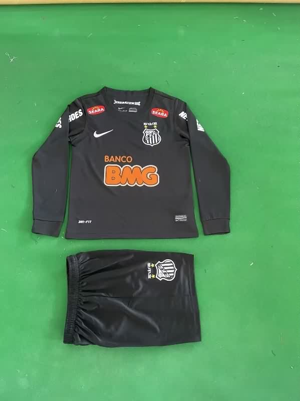 Kids Santos 2012/13 Black Long Sleeve Soccer Jersey And Shorts