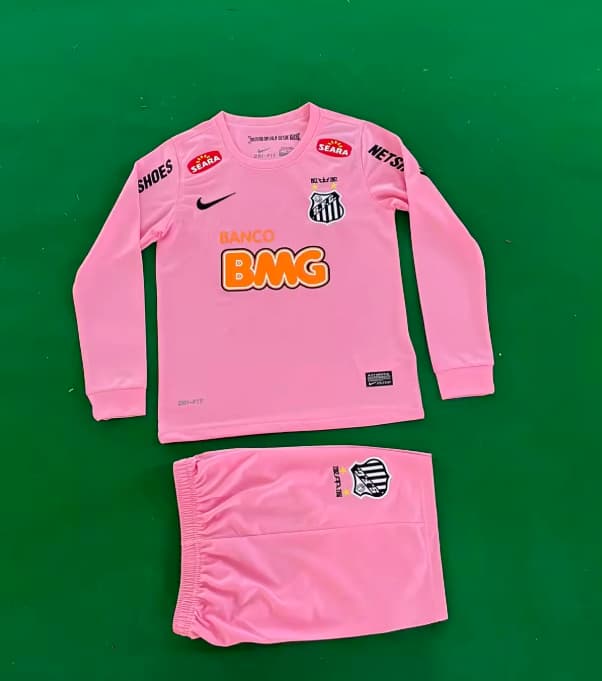 Kids Santos 2012/13 Pink Long Sleeve Soccer Jersey And Shorts