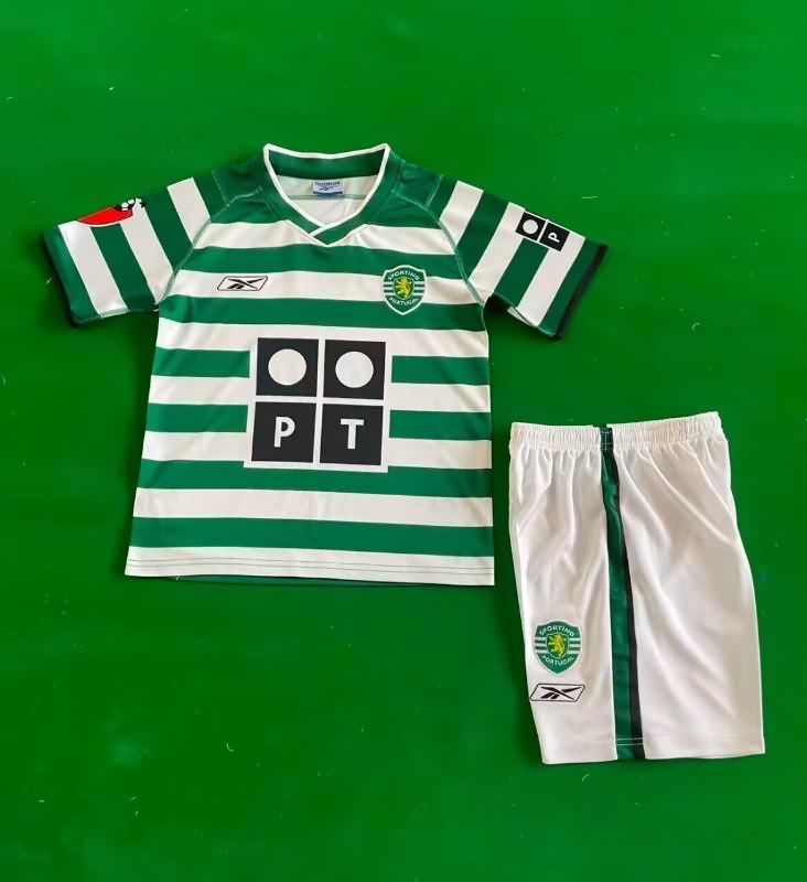 Kids Sporting Lisbon 2003/04 Home Soccer Jersey And Shorts
